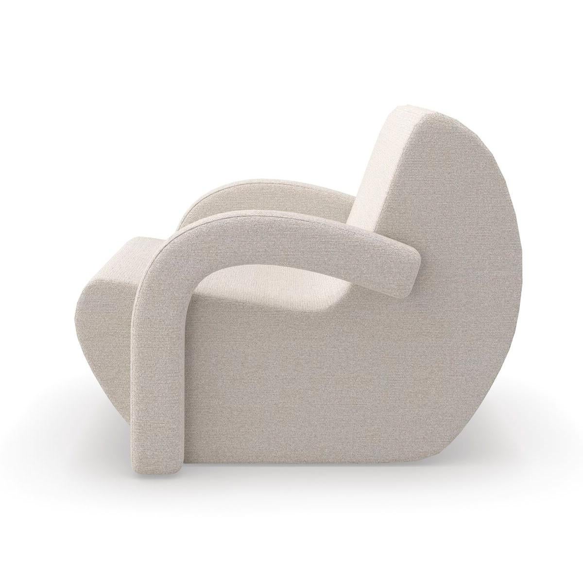 Organic Modern White Boucle Accent Chair For Sale