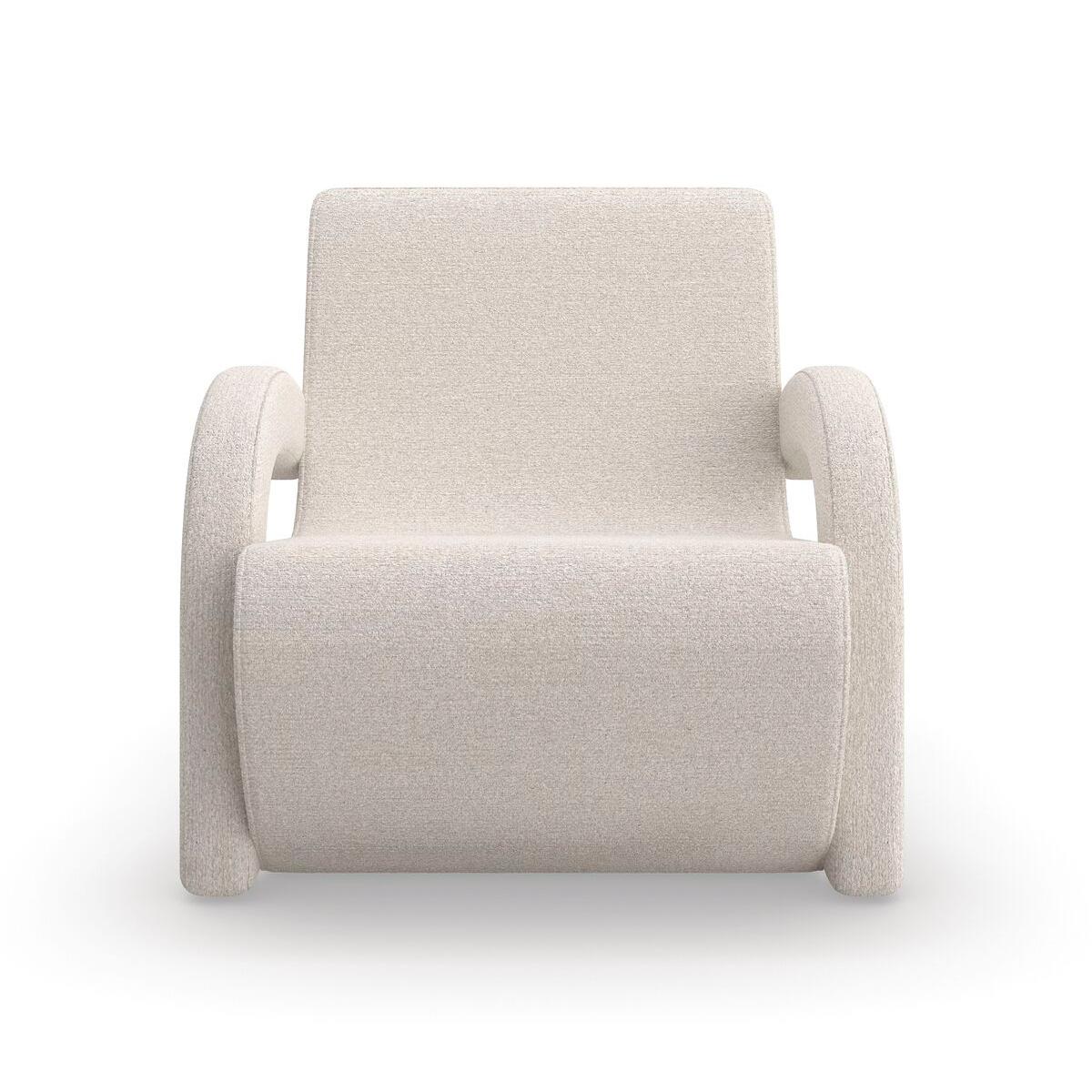 Asian White Boucle Accent Chair For Sale