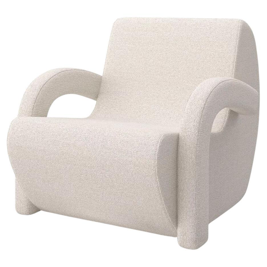 White Boucle Accent Chair For Sale
