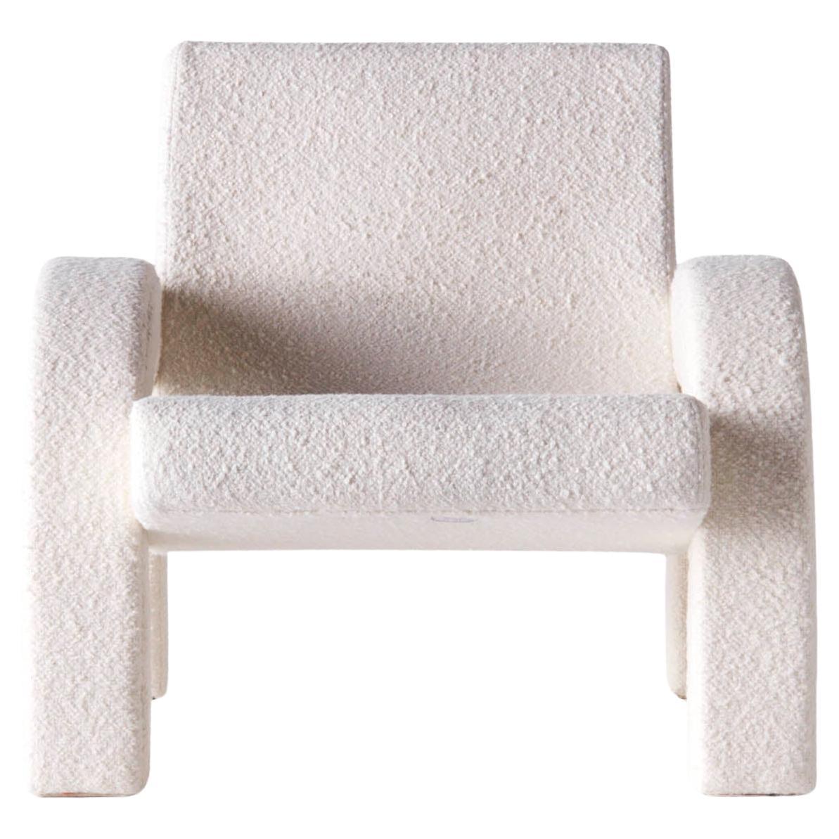 White Bouclé Lounge Chair, Model Arco