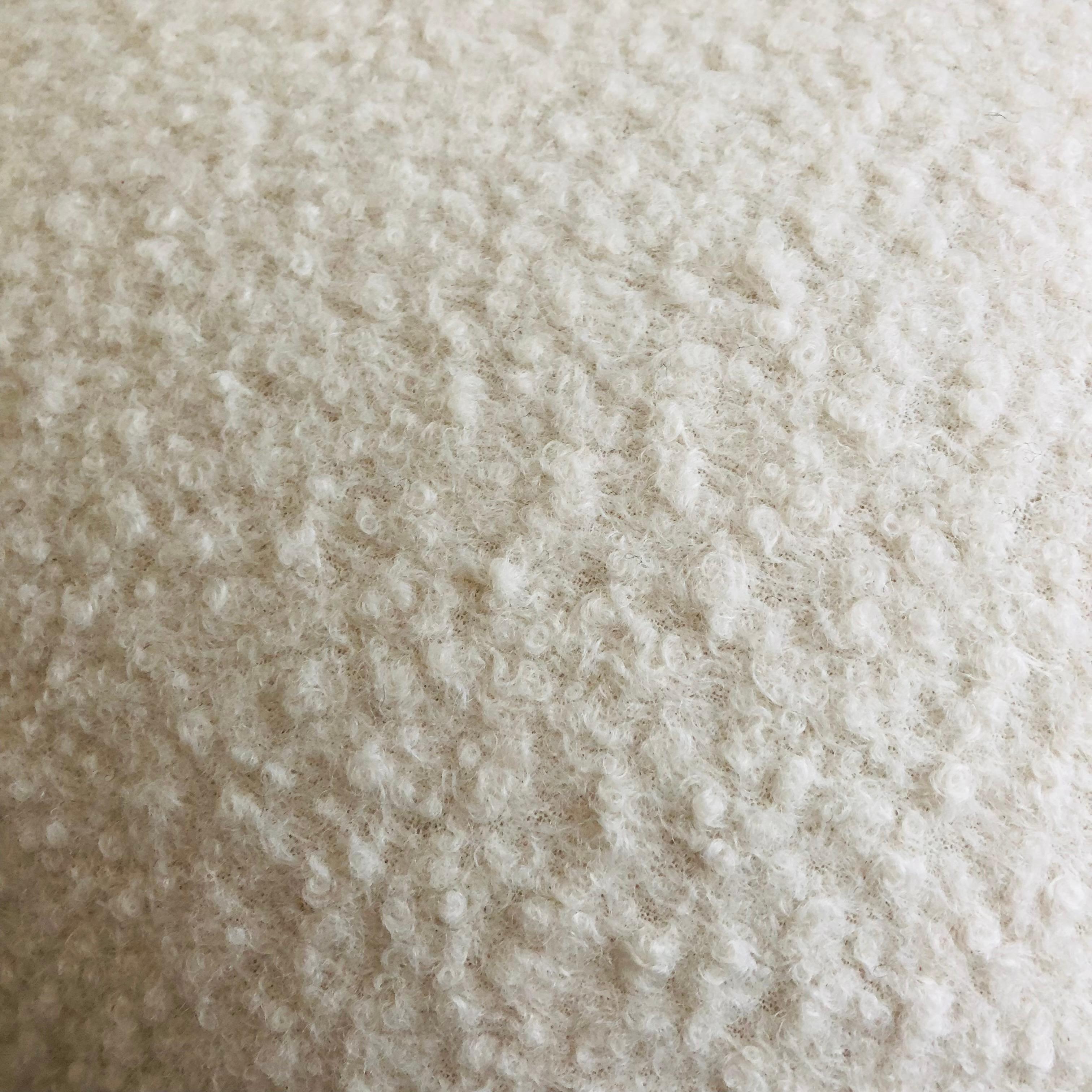 Fabric Mushroom Ottoman in White Boucle