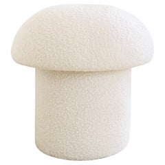 White Boucle Mushroom Ottoman