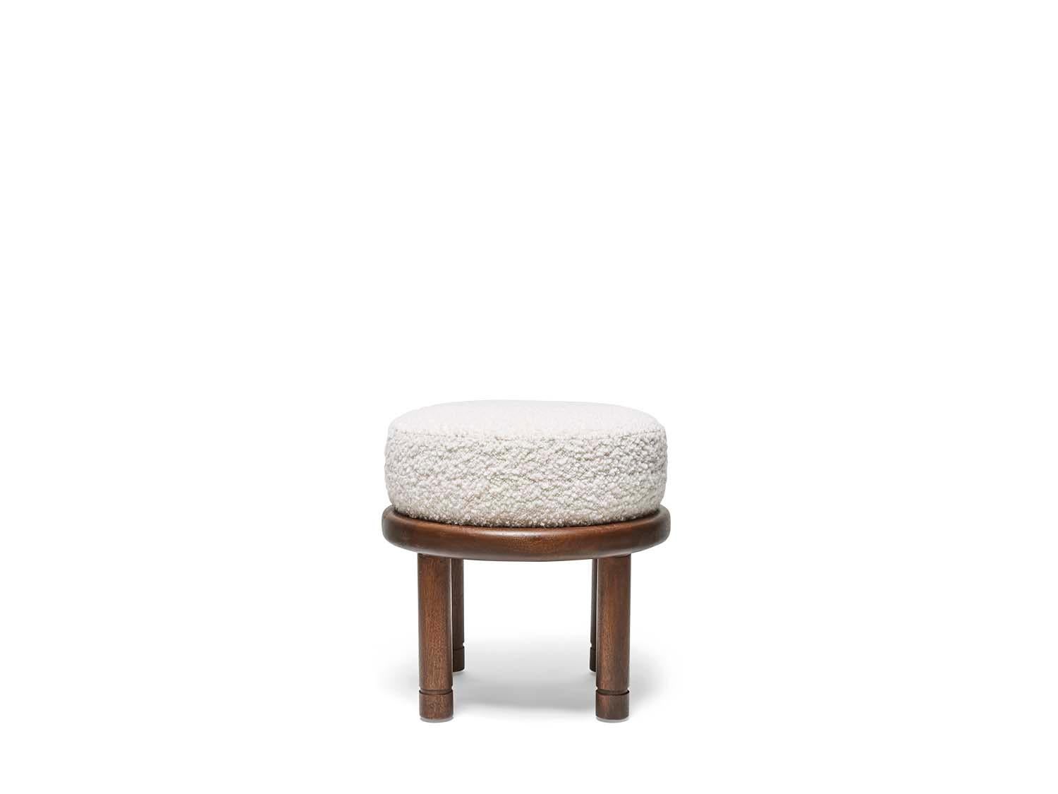 The Petite Moreno Ottoman features a round solid wood base with four cylindrical legs and an upholstered top. Available in American walnut or white oak. 

The Lawson-Fenning Collection is designed and handmade in Los Angeles, California. Reach out