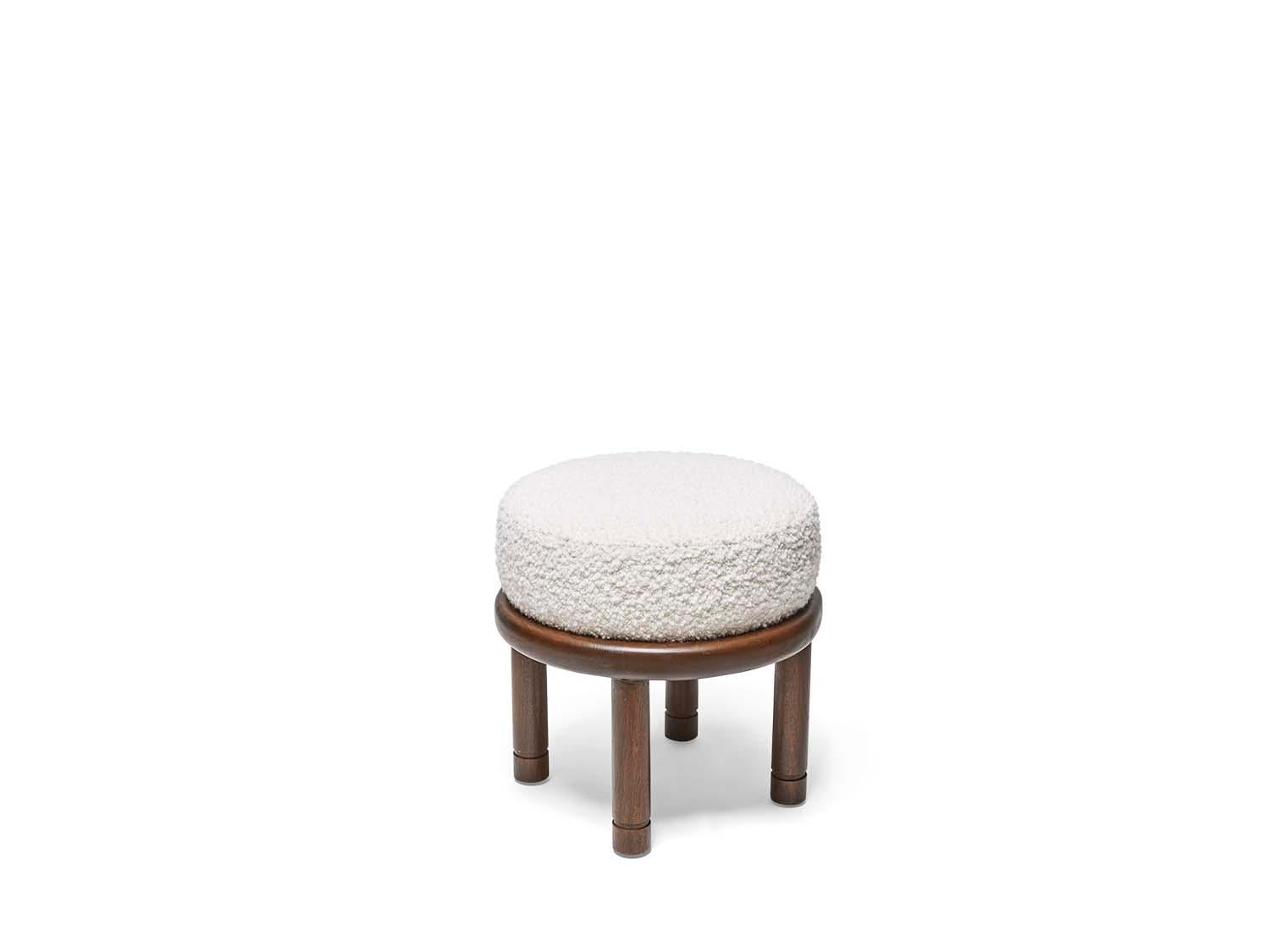 white boucle stool