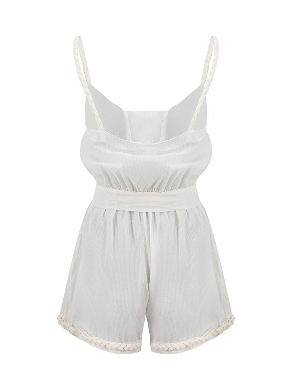 White Braid Detail Belted Playsuit Size XL In Good Condition For Sale In London, GB