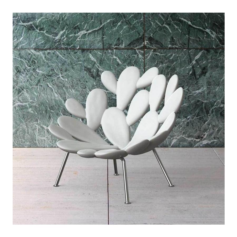 Brushed White & Brass Outdoor Cactus Chair by Marcantonio, Made in Italy  For Sale