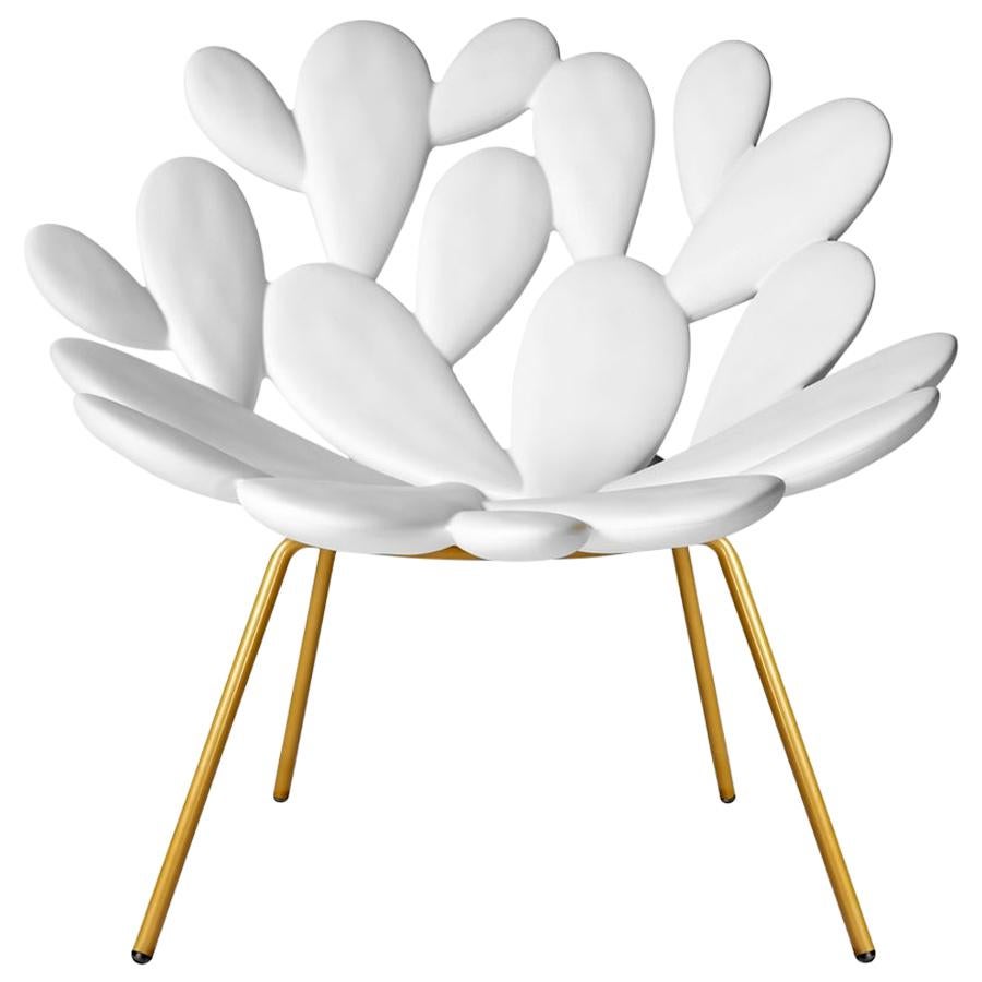 White & Brass Outdoor Cactus Chair by Marcantonio, Made in Italy