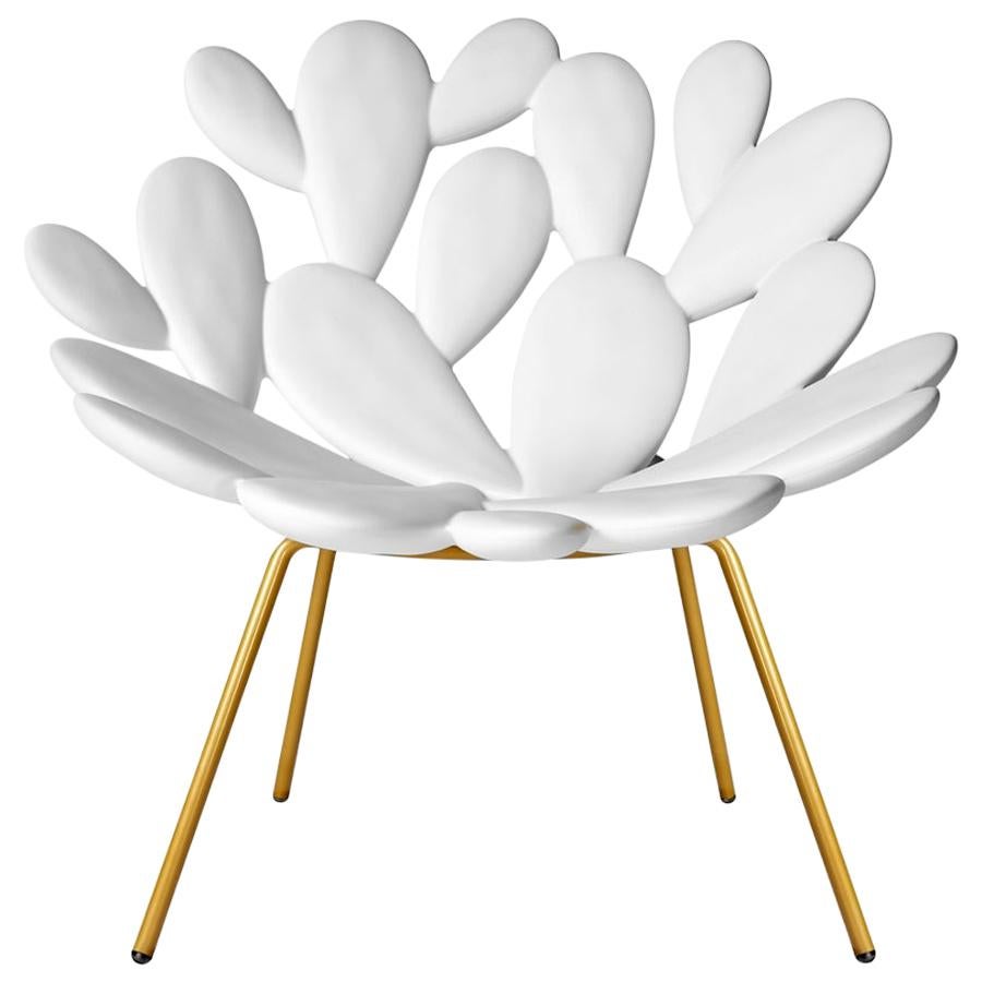 White & Brass Outdoor Cactus Chair by Marcantonio, Made in Italy  For Sale