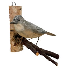 White Breasted Nuthatch Viechtauer Carved Wood Bird Black Forest Austria 1920s