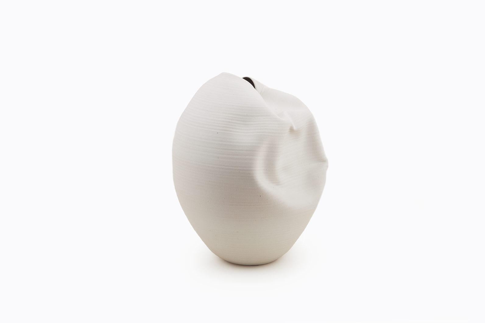 Organic Modern White Breath, Ceramic Vase, Interior Sculpture or Vessel, Objet D'art