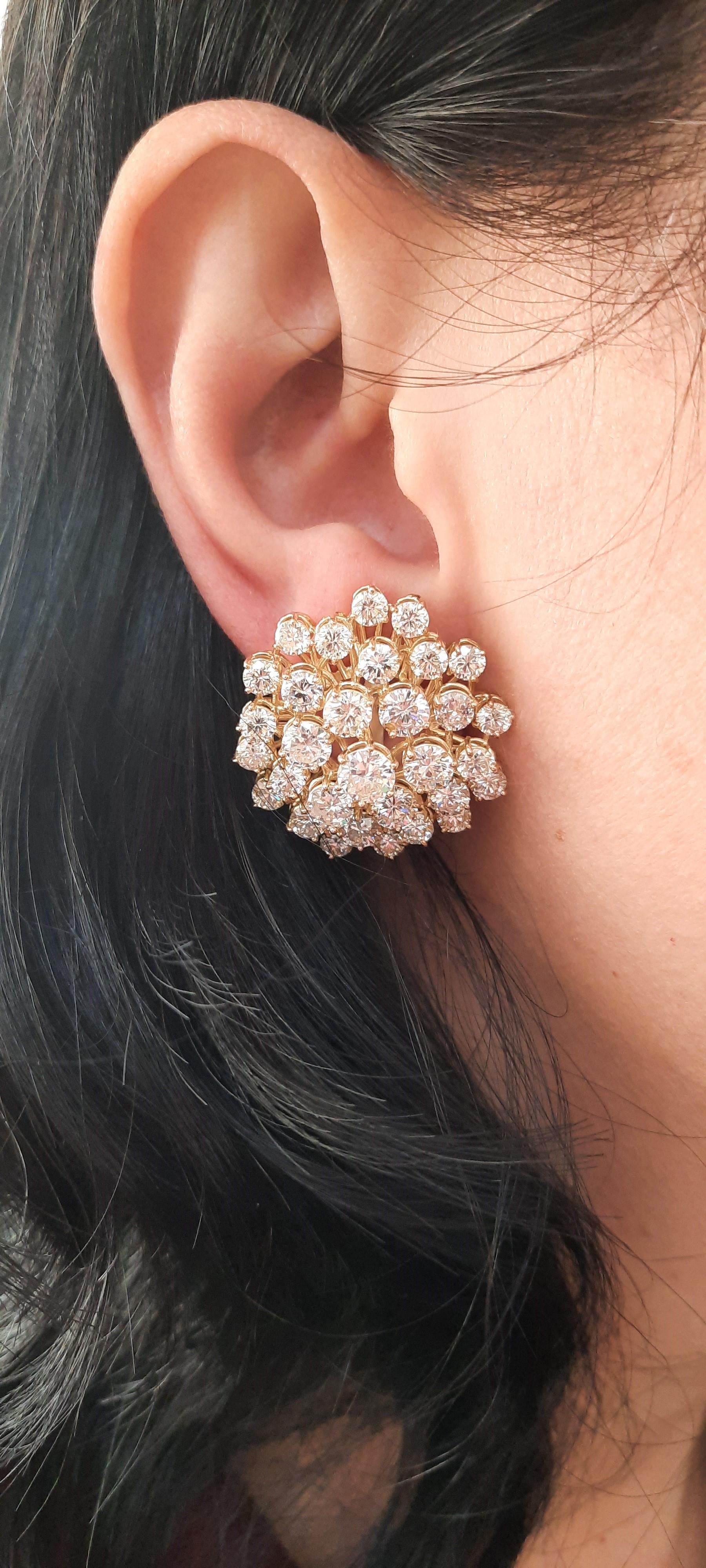 Boucles d'oreilles en or jaune 18 carats avec diamants blancs taille brillant Neuf - En vente à Marcianise, CE, IT