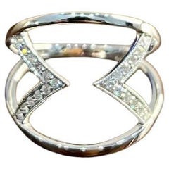 White Brilliant Cut Diamond Geometric Triangle 14K White Gold Statement Ring