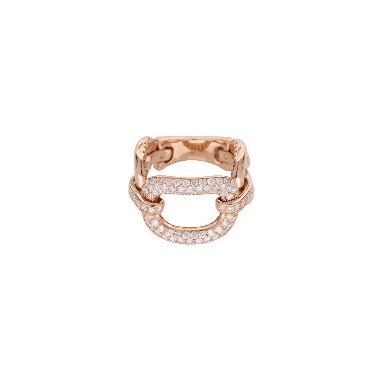 Customizable White Brilliant-Cut Diamond Pavè Chain Ring For Sale at ...