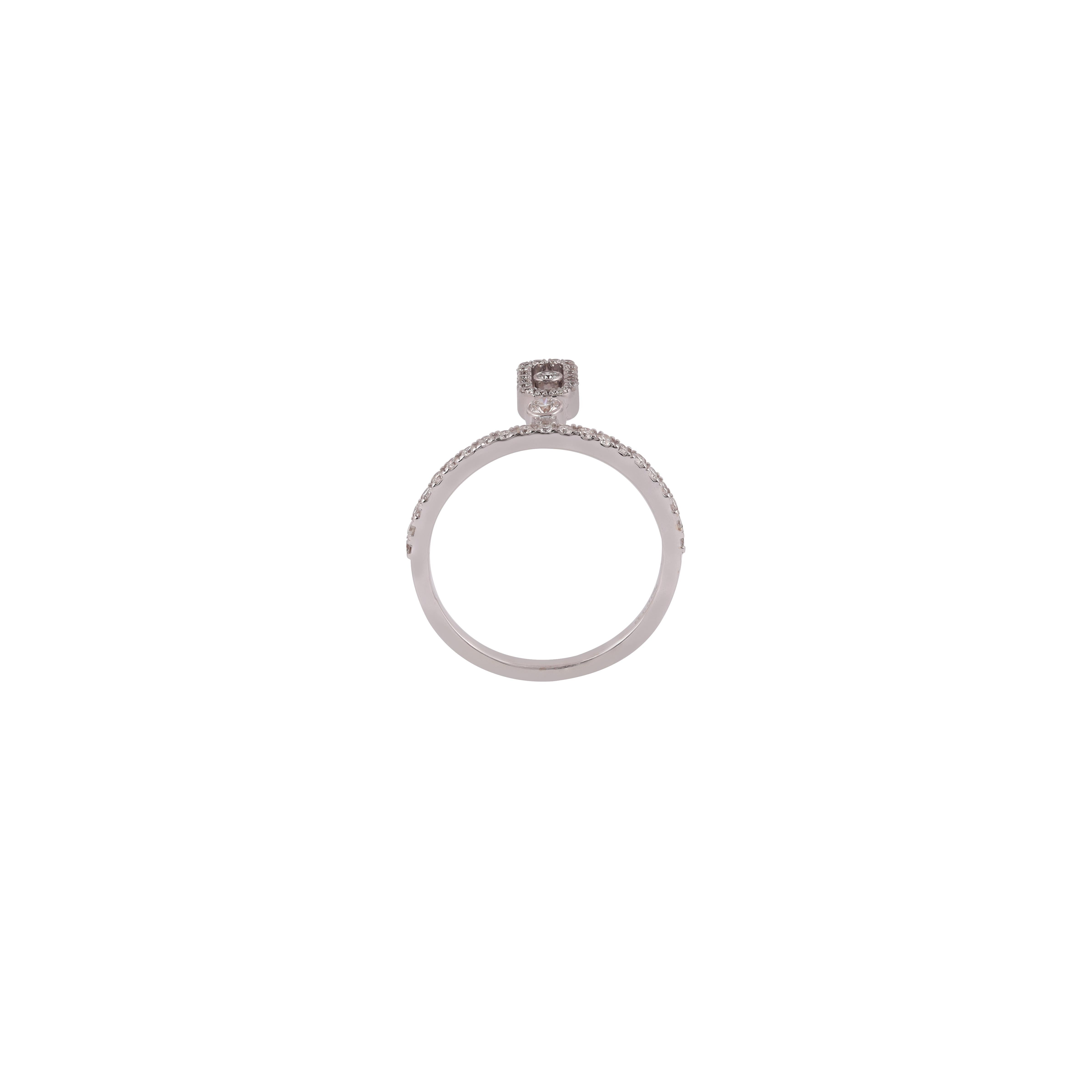 Modernist White Brilliant Cut Diamond Ring in 18 Karat White Gold For Sale