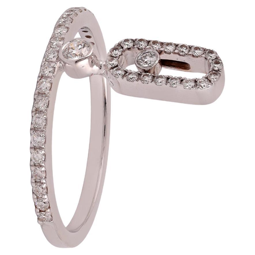 White Brilliant Cut Diamond Ring in 18 Karat White Gold For Sale