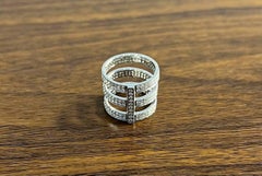 White Brilliant Diamond Pave Full Finger 18 Karat White Gold Statement Ring