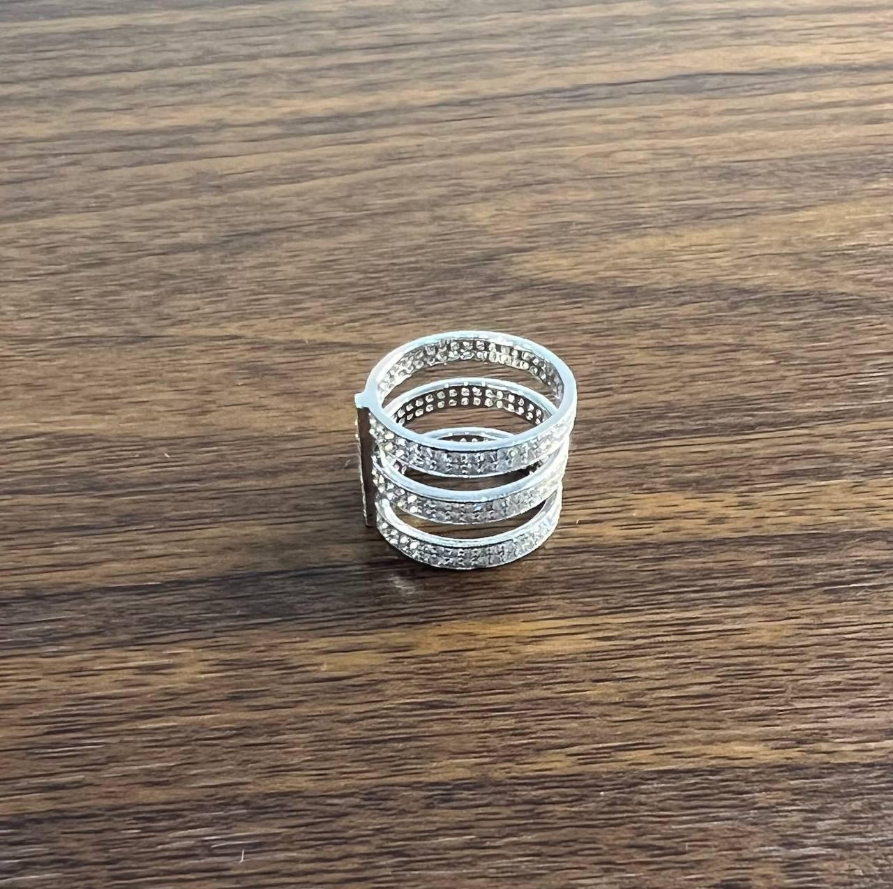 Modern White Brilliant Diamond Pave Full Finger 18 Karat White Gold Statement Ring For Sale