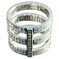 White Brilliant Diamond Pave Full Finger 18 Karat White Gold Statement Ring
