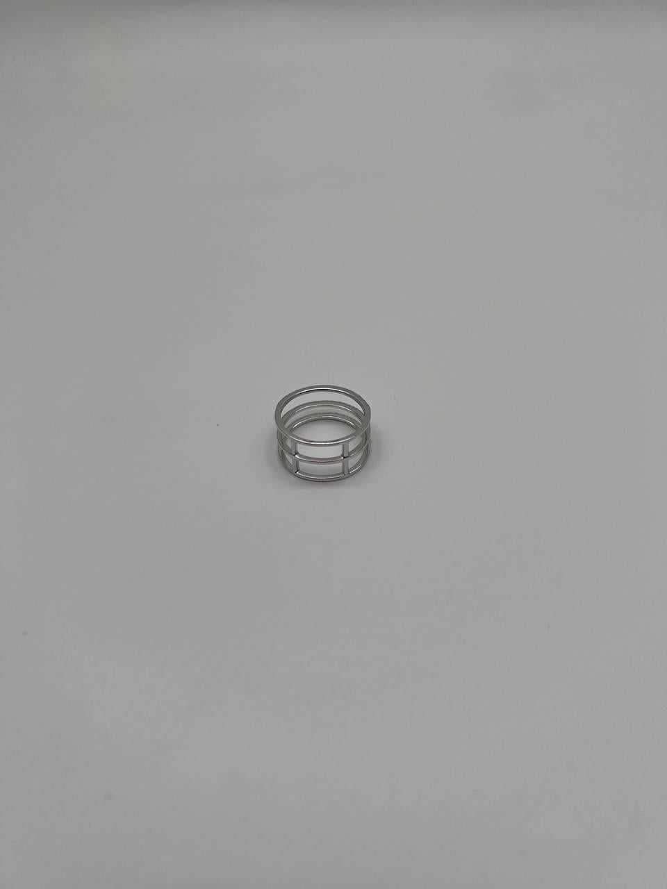 Brilliant Cut White Brilliant Diamond Pave Geometric 14 Karat White Gold Statement Ring For Sale