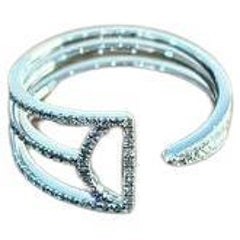 White Brilliant Diamond Pave Geometric 14 Karat White Gold Statement Ring