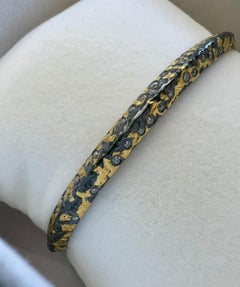Jared Porter Studio 24K Gold Leaf Diamond Cuff Bracelet, Handmade