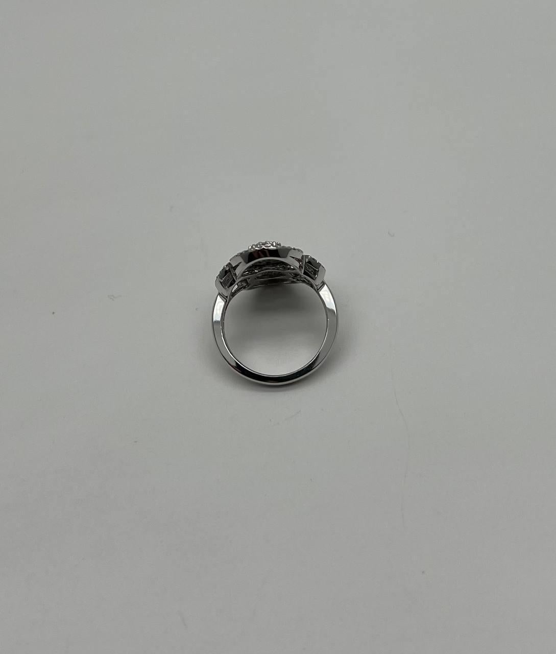 White Brilliant Diamonds Symbol Halo Pave Set 14K White Gold Statement Ring In New Condition For Sale In Oakton, VA