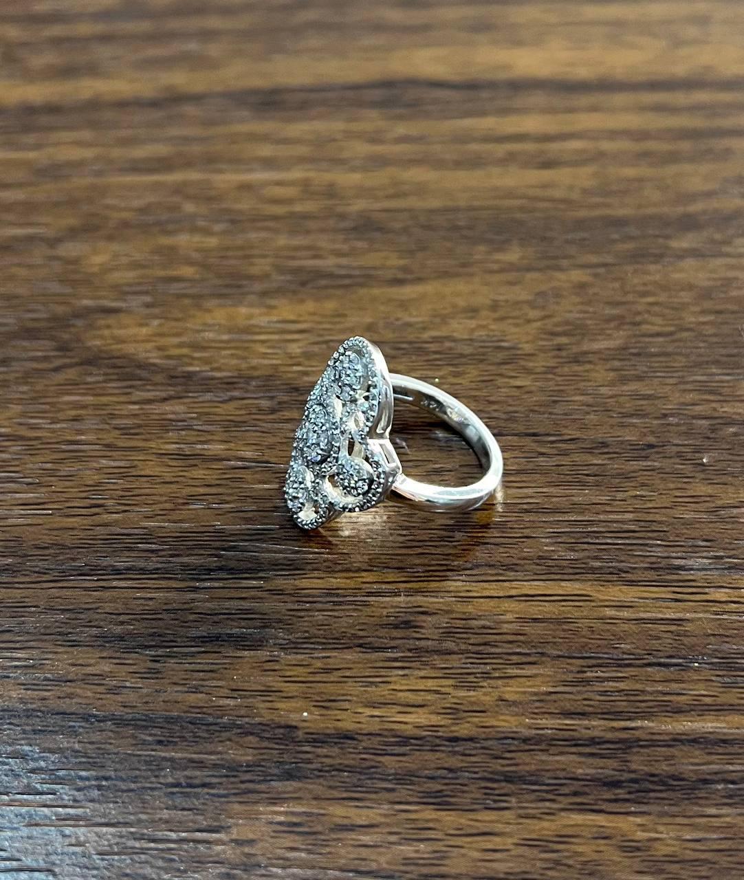 White Brilliant Diamonds Symbol Halo Pave Set 14K White Gold Statement Ring For Sale 1