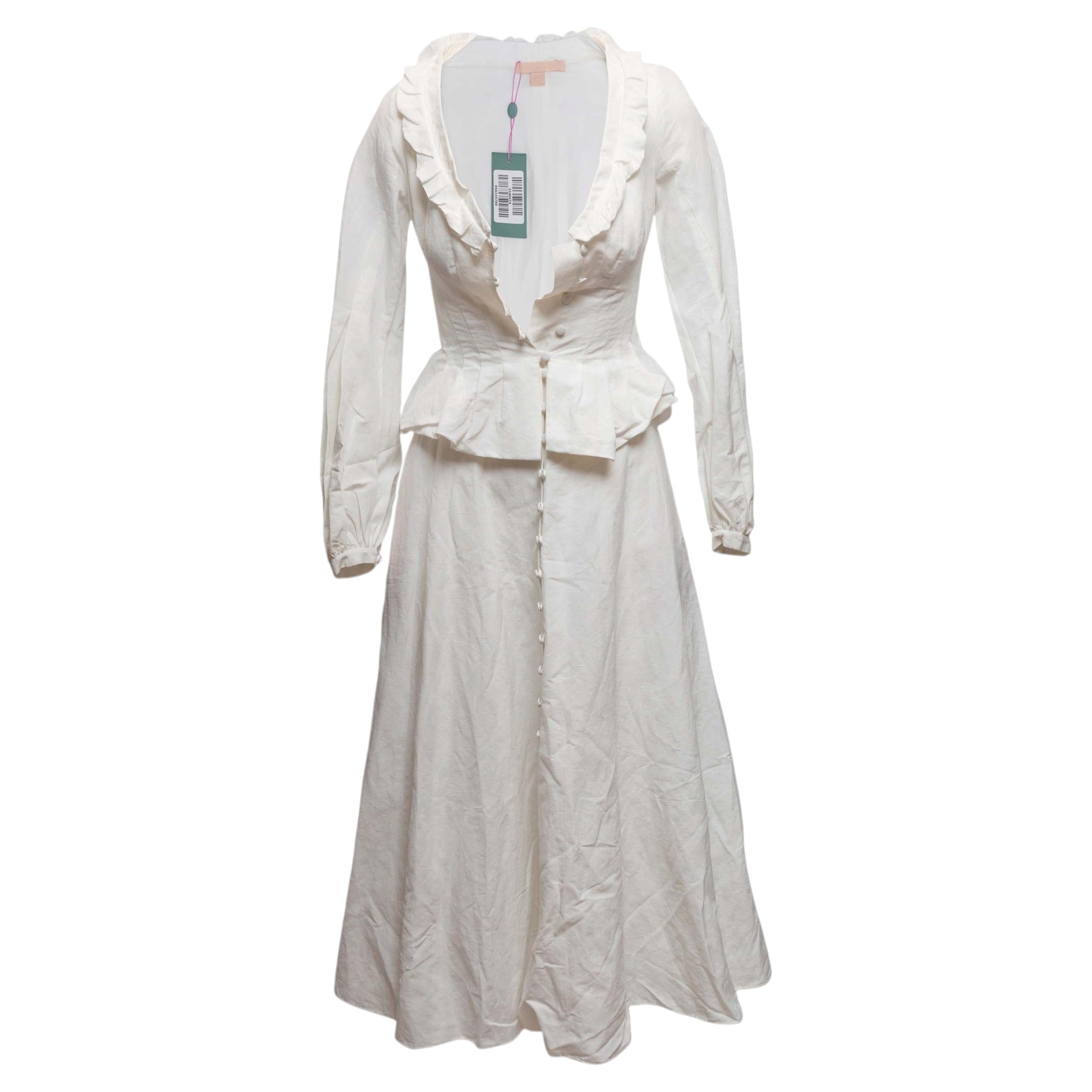 White Brock Collection Long Sleeve Button-Up Maxi Dress Size US 0