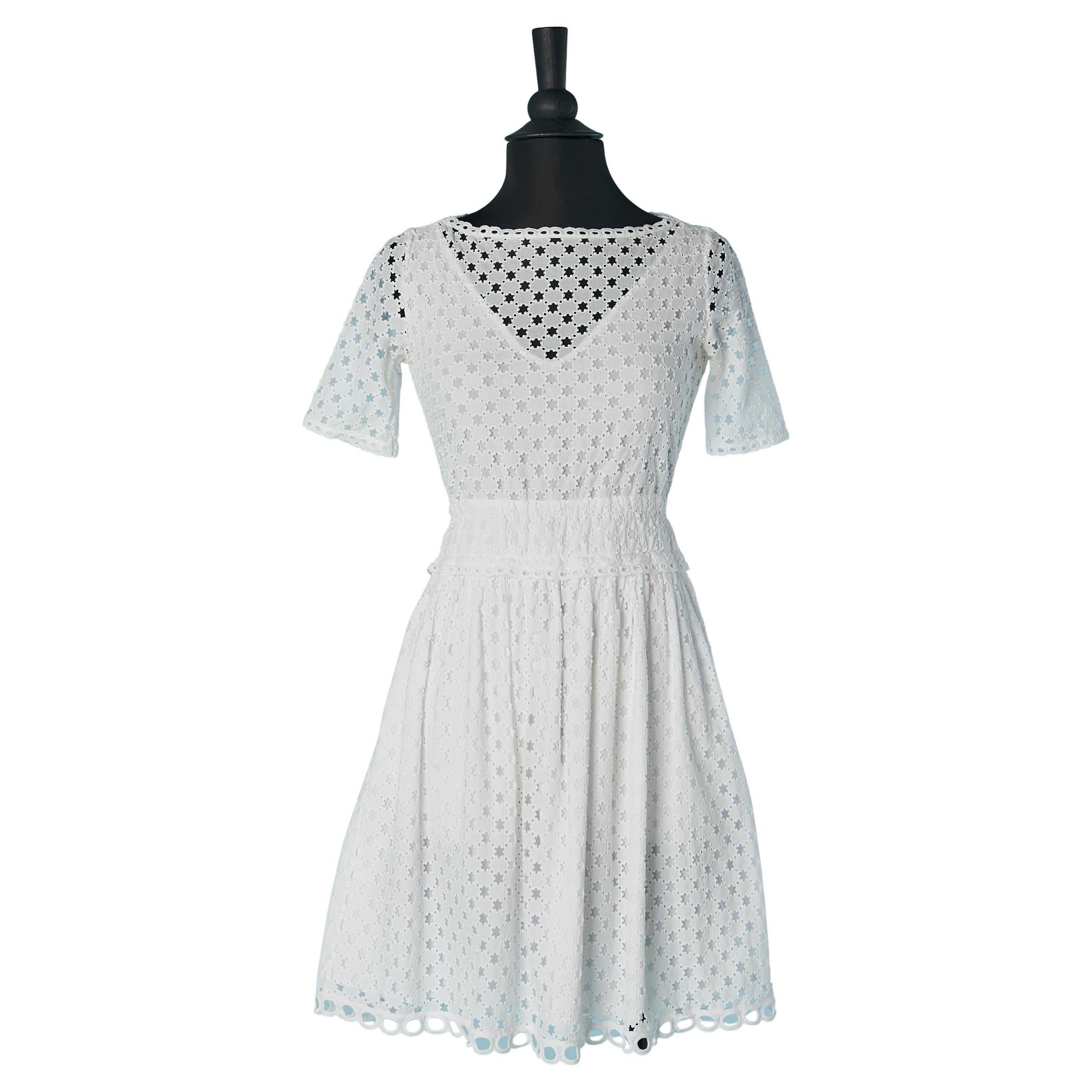 White " broderie anglaise " cotton dress CARVEN For Sale