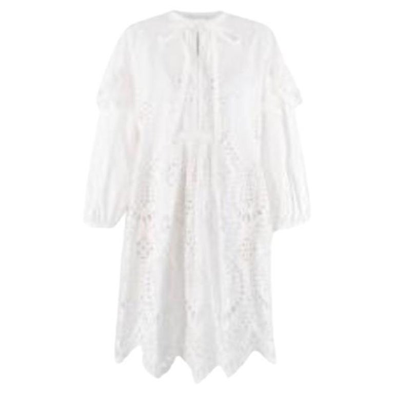 White Broderie Anglaise Cotton Dress with Bow Neck Tie For Sale at 1stDibs — free download