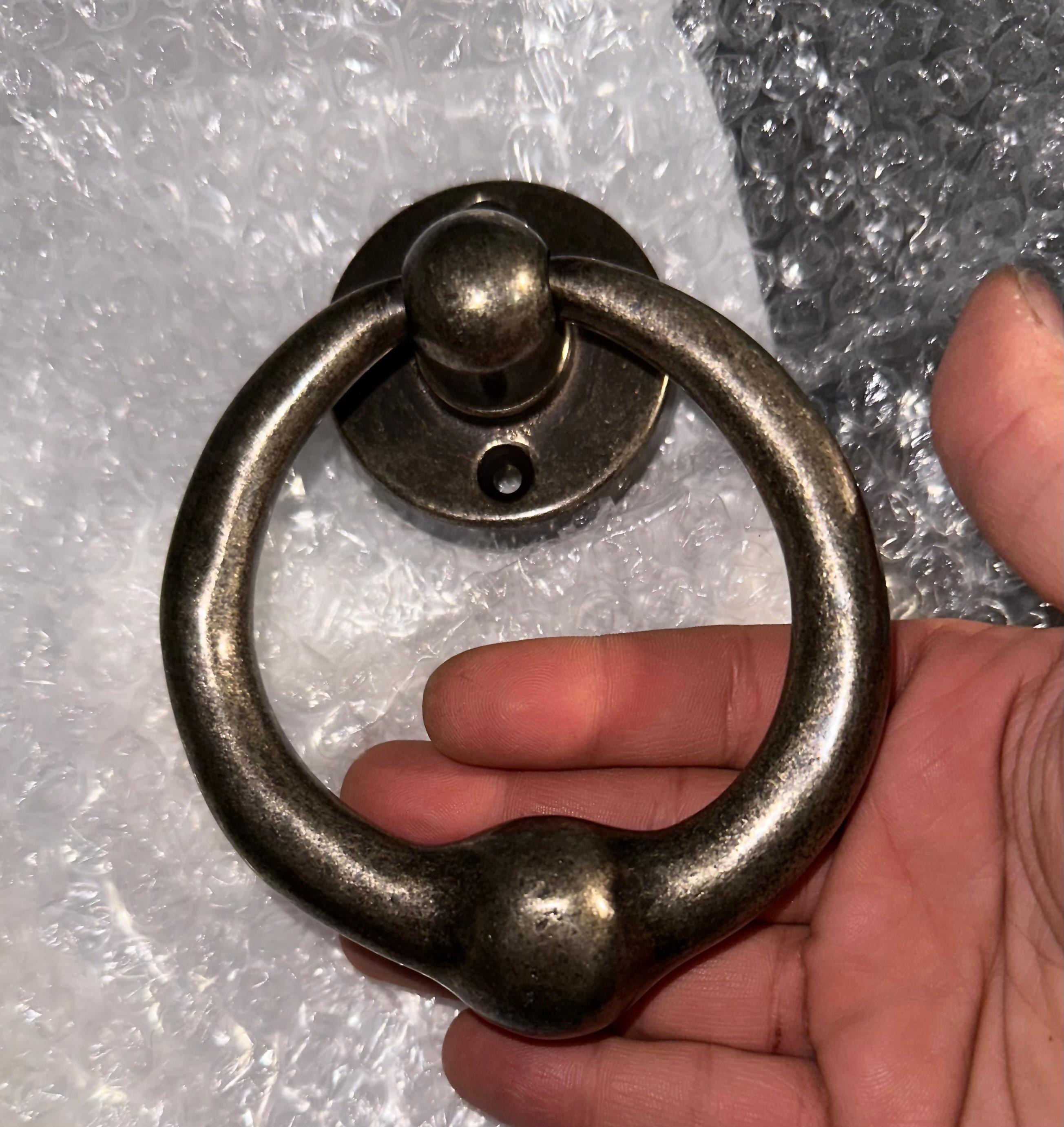 White Bronze Door Knocker, Rocky Mountain Hardware, 5”, Round Escutchen 3.5” USA For Sale 1