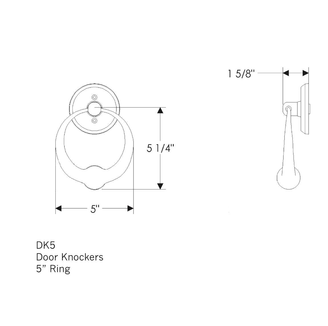 White Bronze Door Knocker, Rocky Mountain Hardware, 5”, Round Escutchen 3.5” USA For Sale 2
