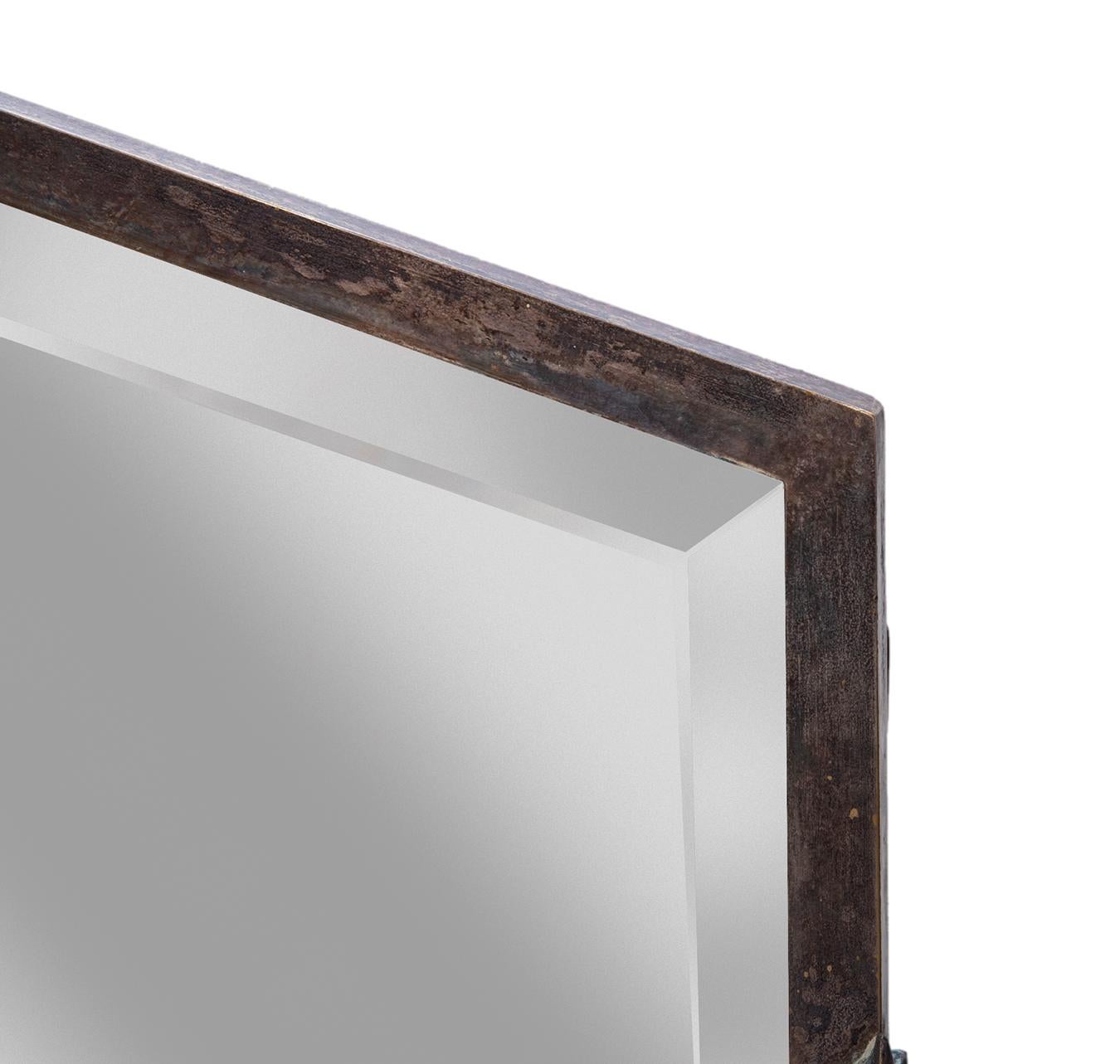 Miroir hexagonal biseauté en bronze blanc / Chaîne Bon état - En vente à Malibu, CA