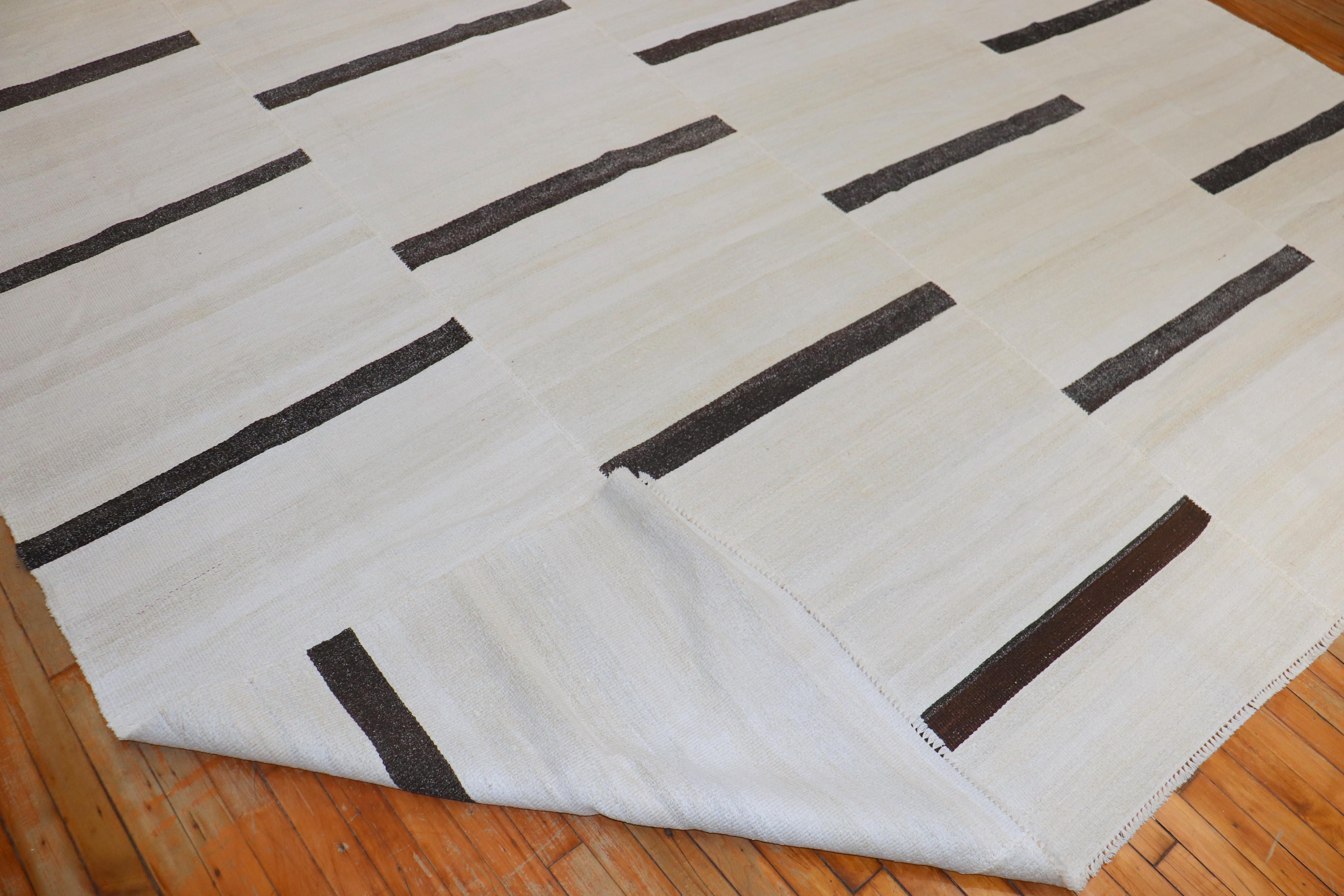 Wool White Brown Room Size Turkish Kilim For Sale