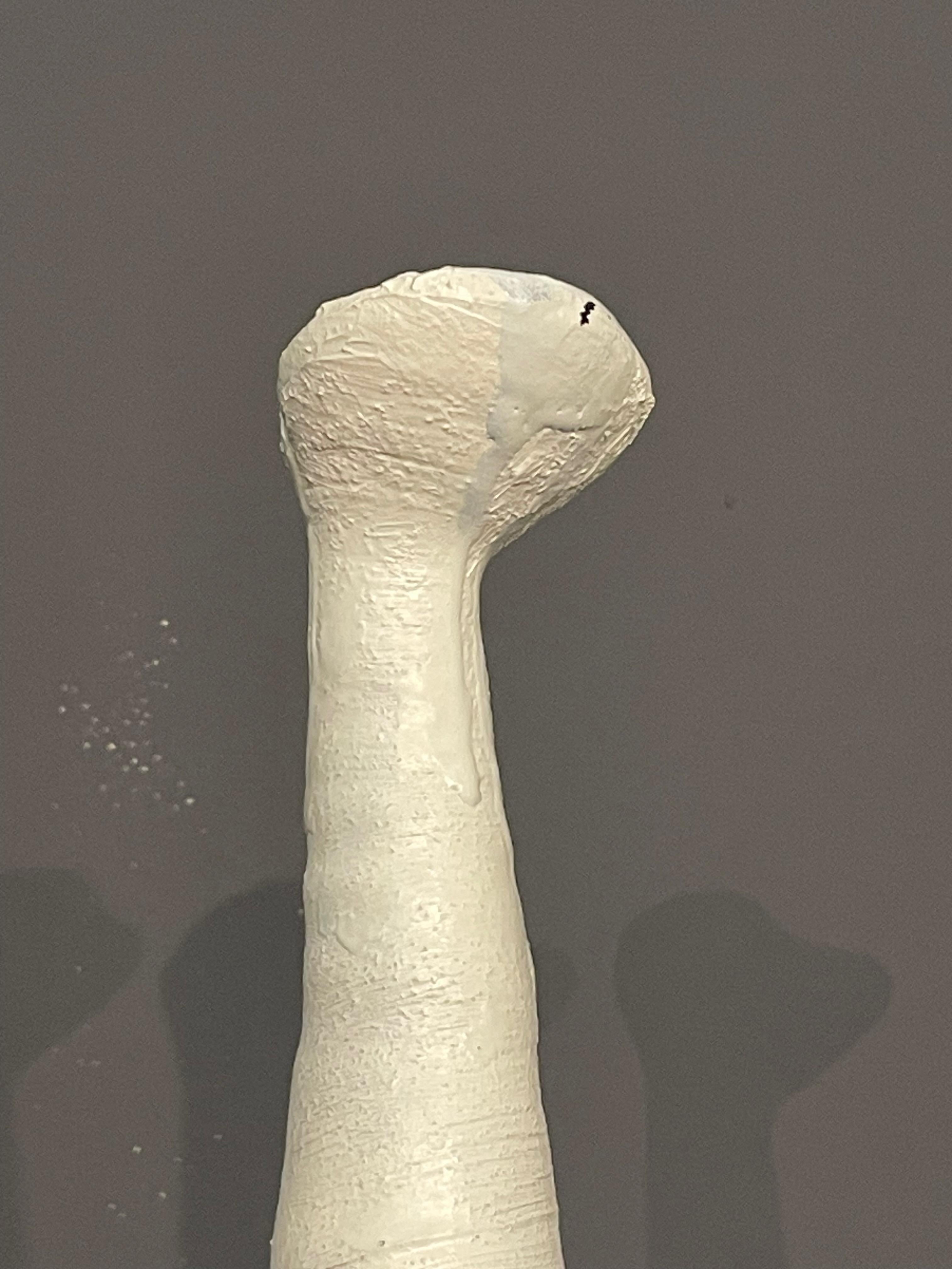 Zeitgenössische, handgefertigte italienische Vase mit brutalistischem Design.
Hoher Hals mit kleiner Tülle.
Horizontaler strukturierter Sockel.
Teil einer Sammlung von drei Stücken.
