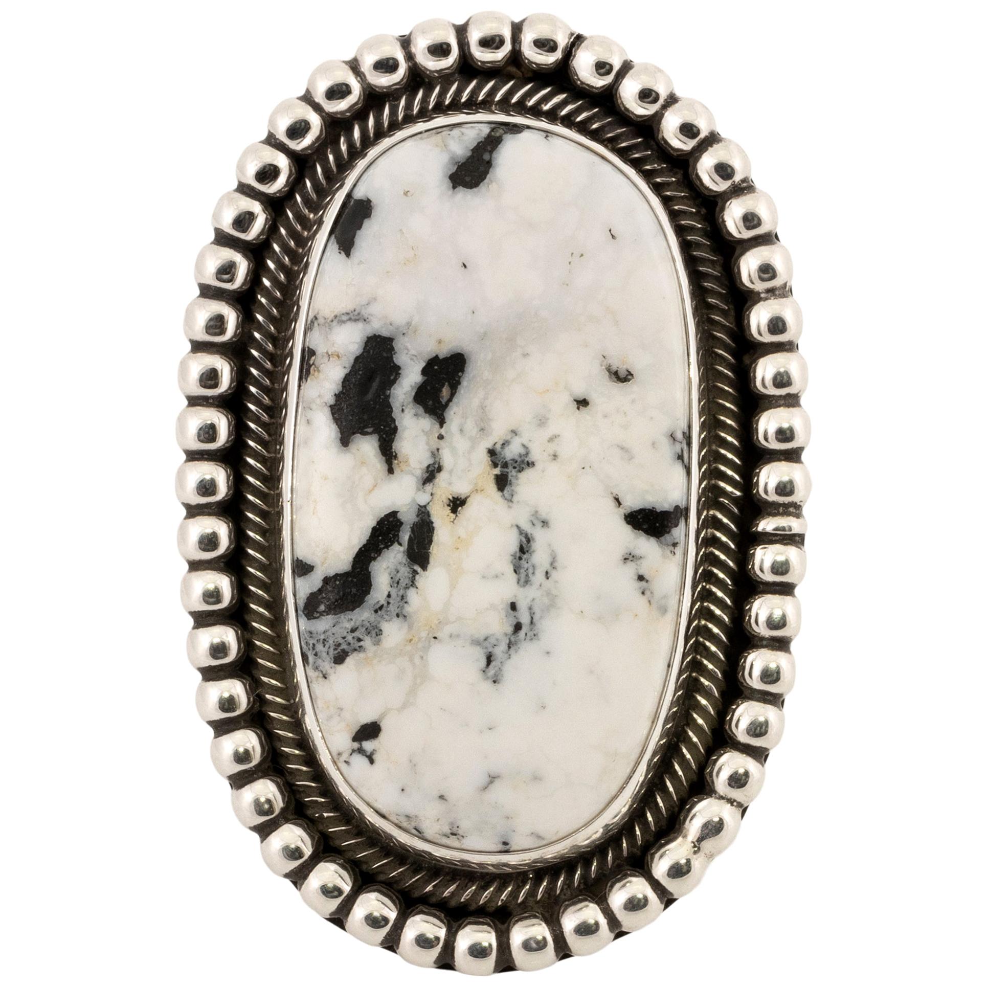 White Buffalo Turquoise and Sterling Ring