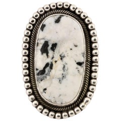 White Buffalo Turquoise and Sterling Ring