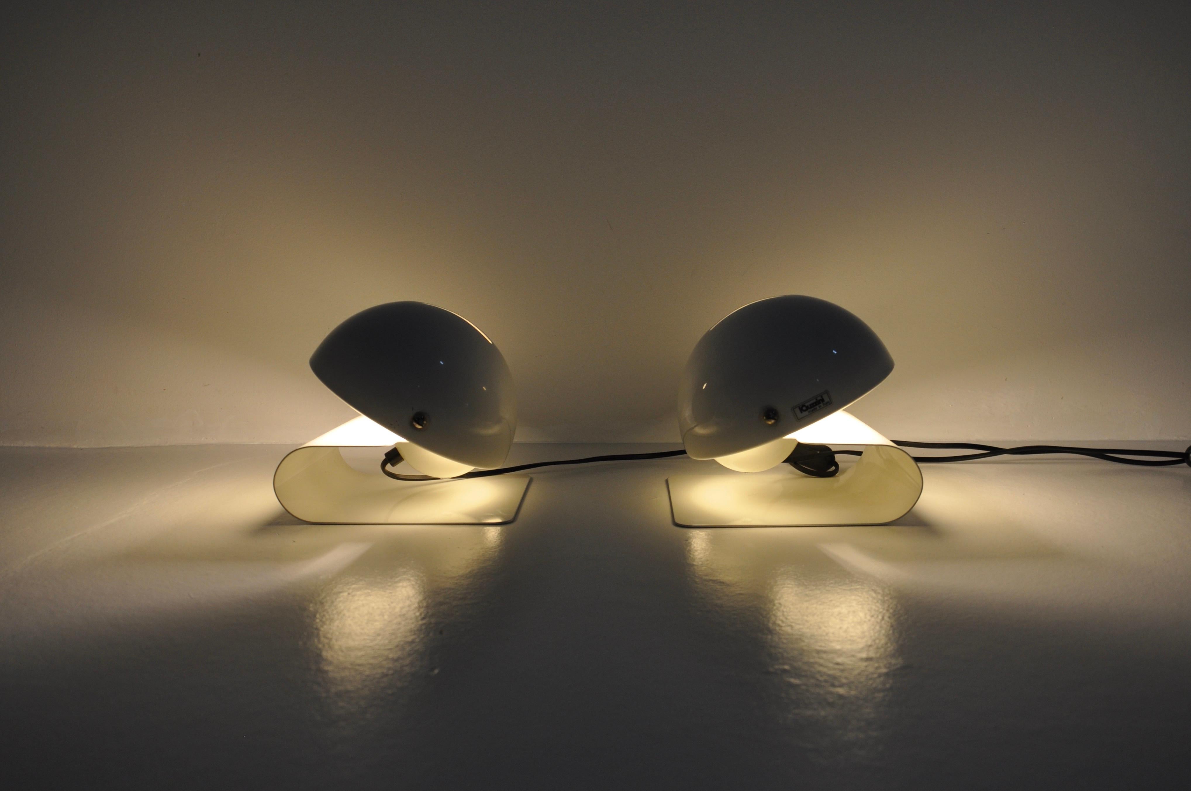 Mid-Century Modern White Bugia Table Lamps by Giuseppe Cormio for IGuzzini, 1970s, set of 2