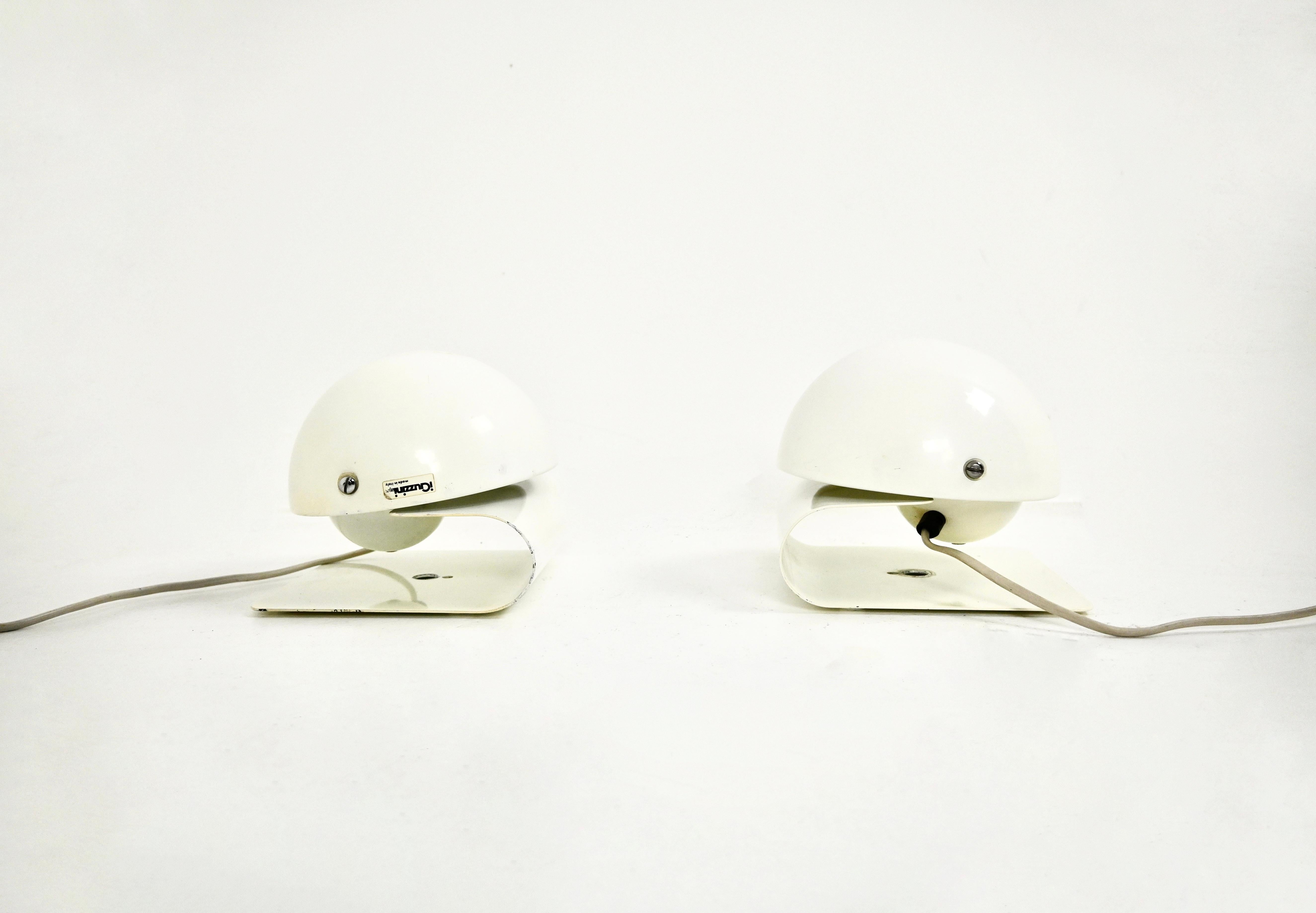 Metal White Bugia Table Lamps by Giuseppe Cormio for IGuzzini, 1970s, set of 2 For Sale