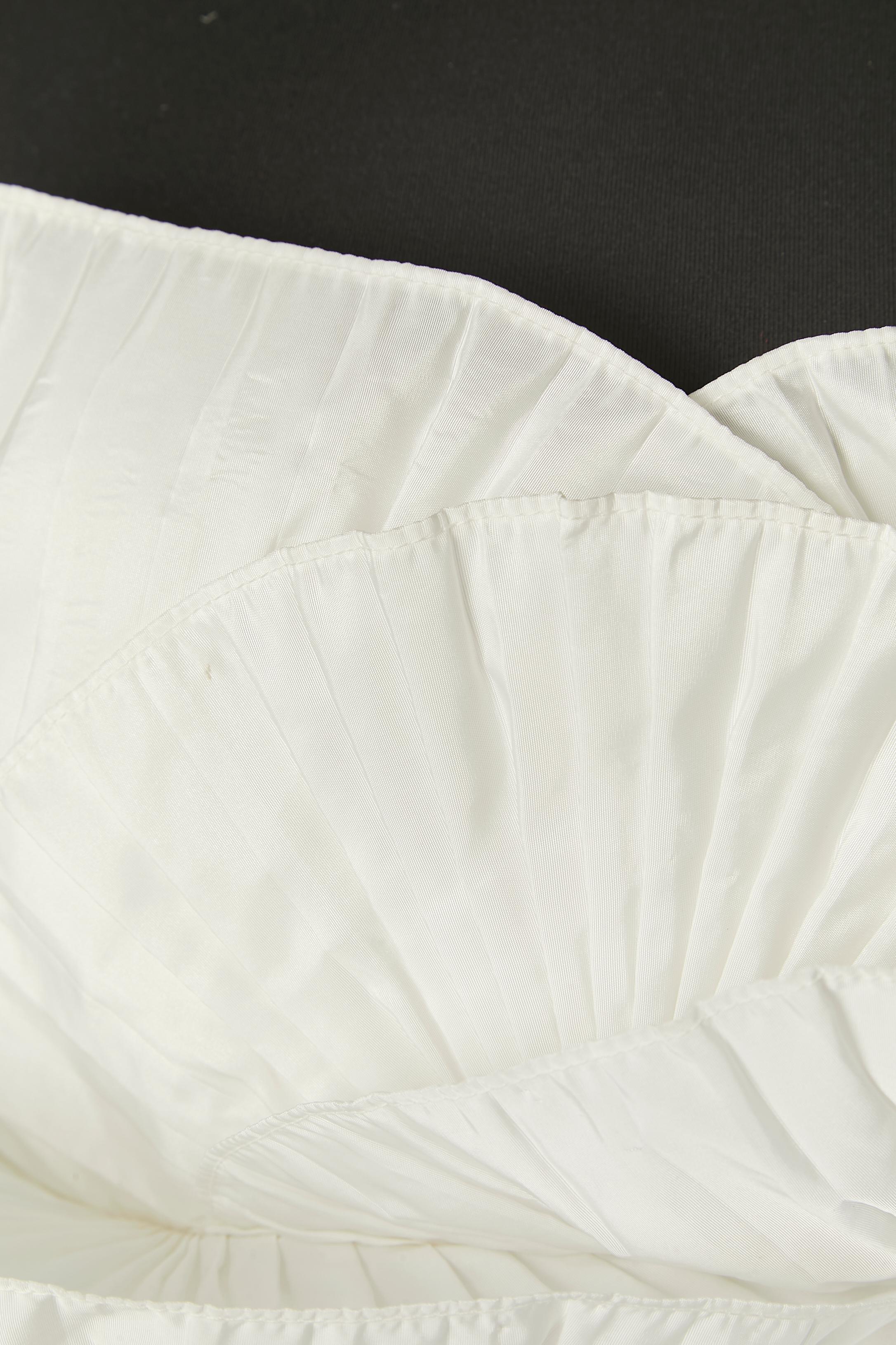 Gray White bustier evening dress or wedding dress with pleated bustier Victor Costa