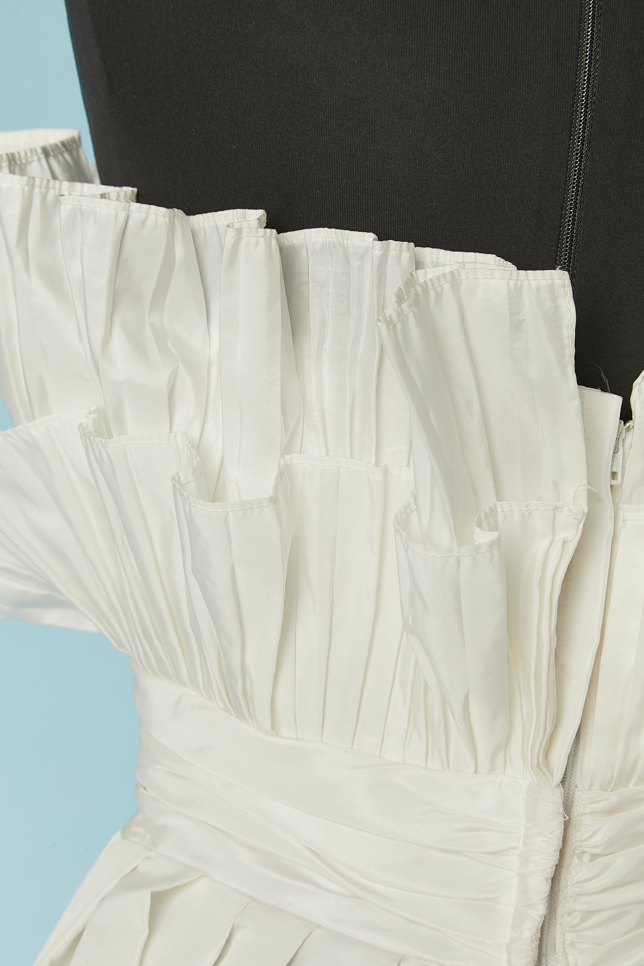 White bustier evening dress or wedding dress with pleated bustier Victor Costa 2
