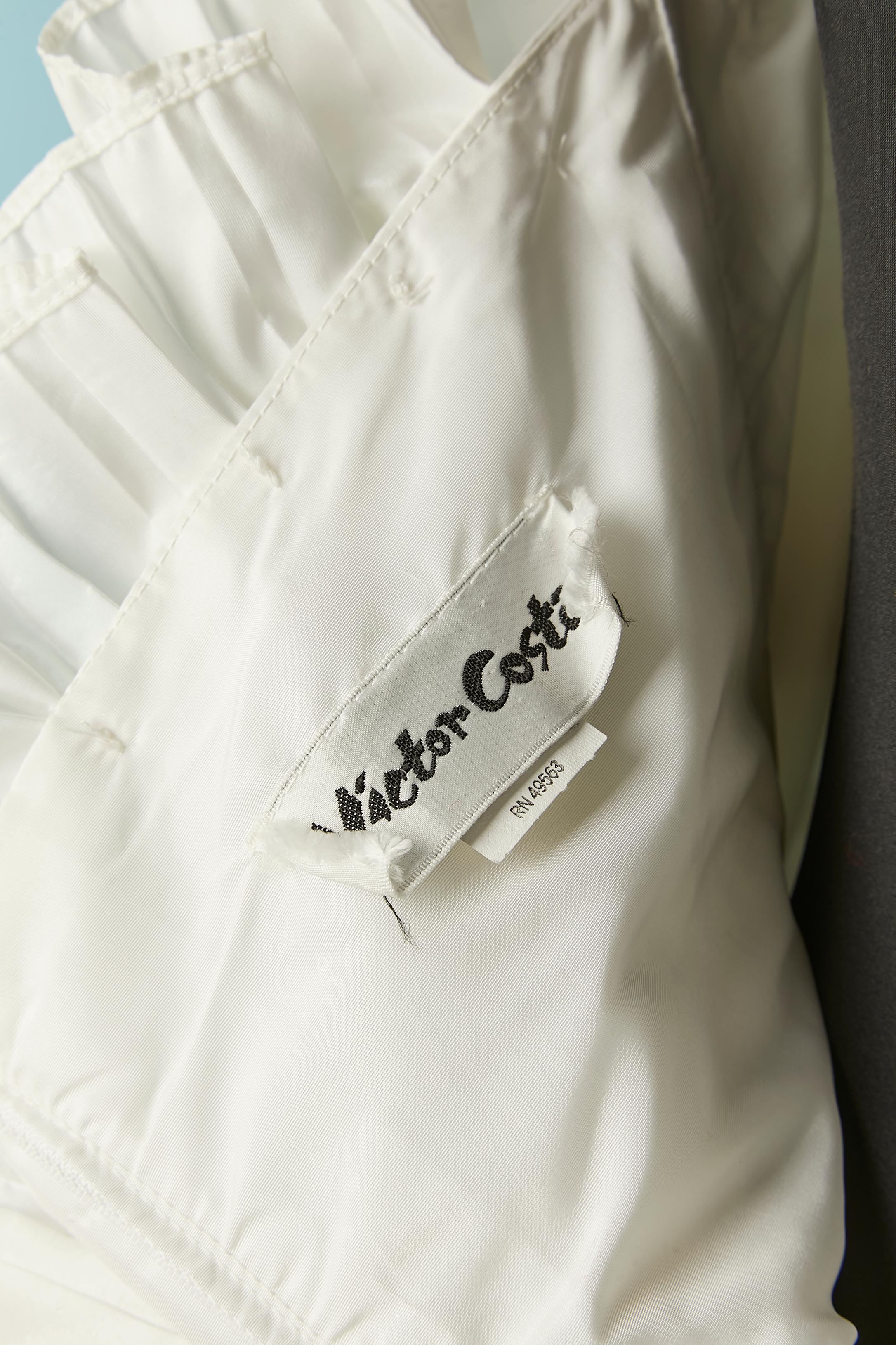 White bustier evening dress or wedding dress with pleated bustier Victor Costa 3