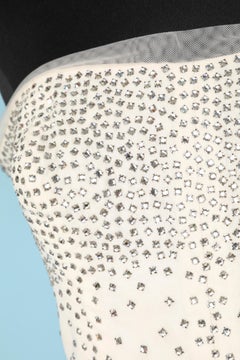 White bustier evening dress with rhinestone embellishment Circa 1950's