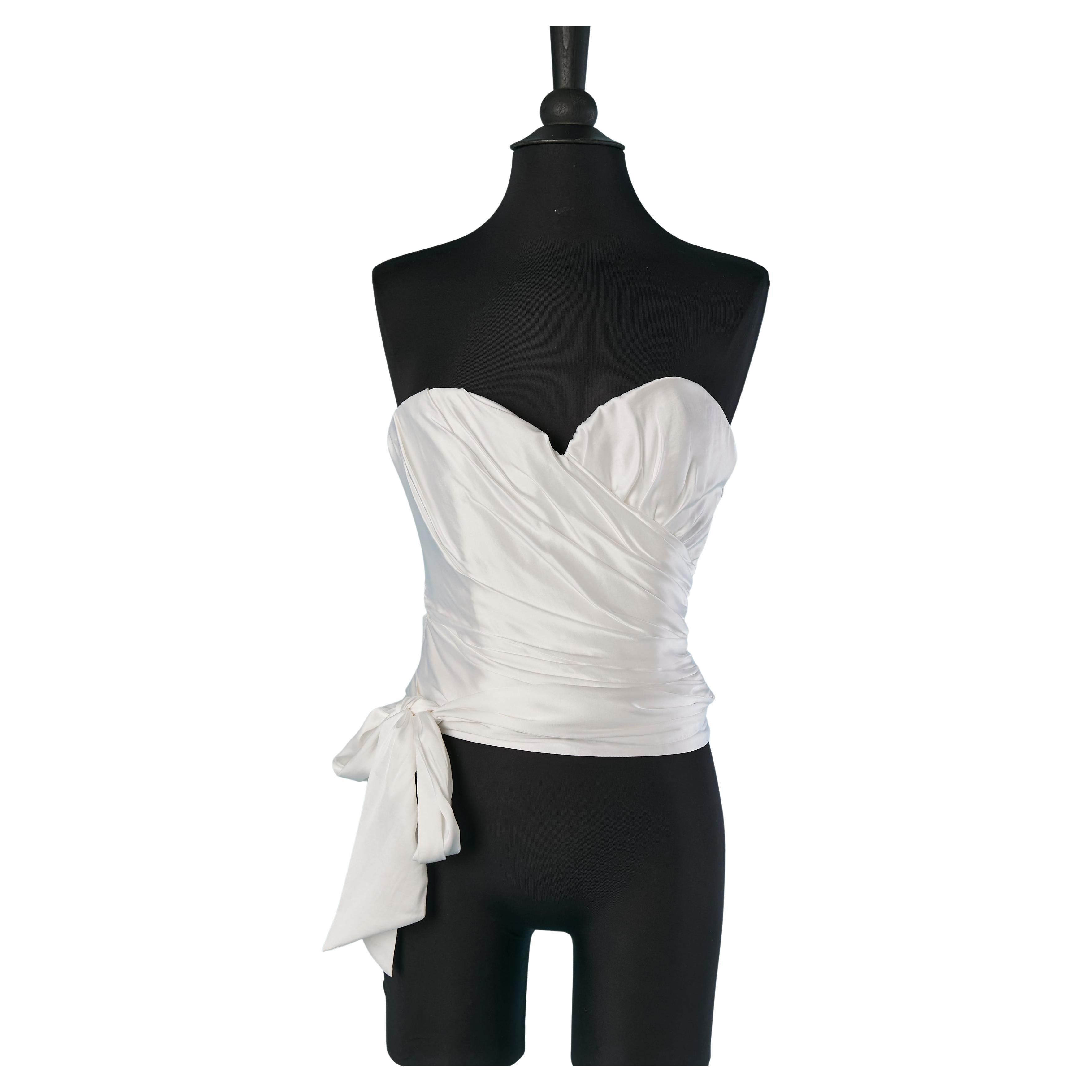Weißes Bustier mit Stoffgürtel ALEXANDRE VAUTHIER New im Angebot