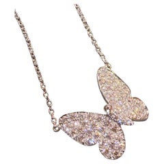 White Butterfly  Diamond White Gold Fashion Necklace for Her