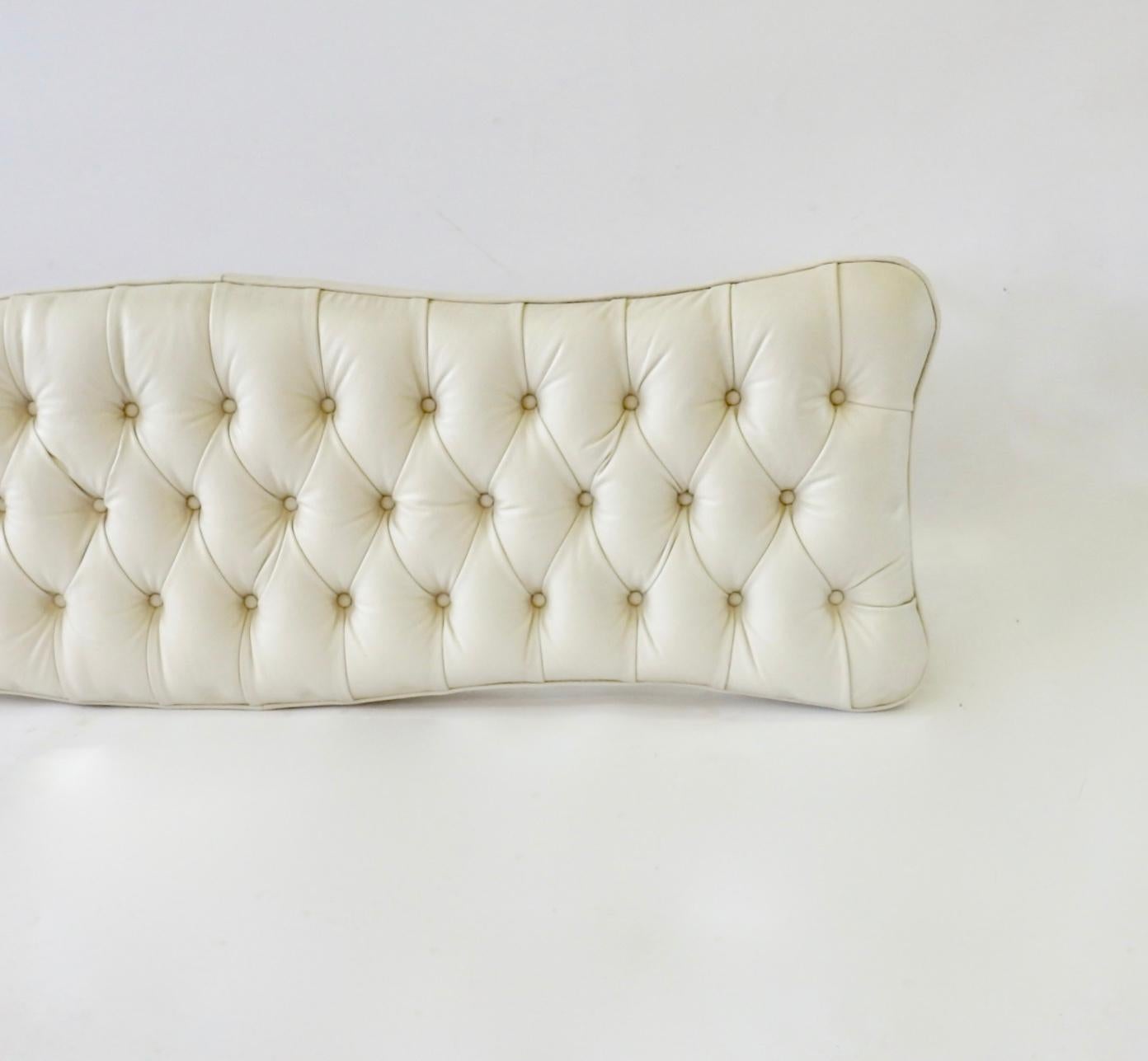 White Button Tufted Hollywood Regency Bench 3
