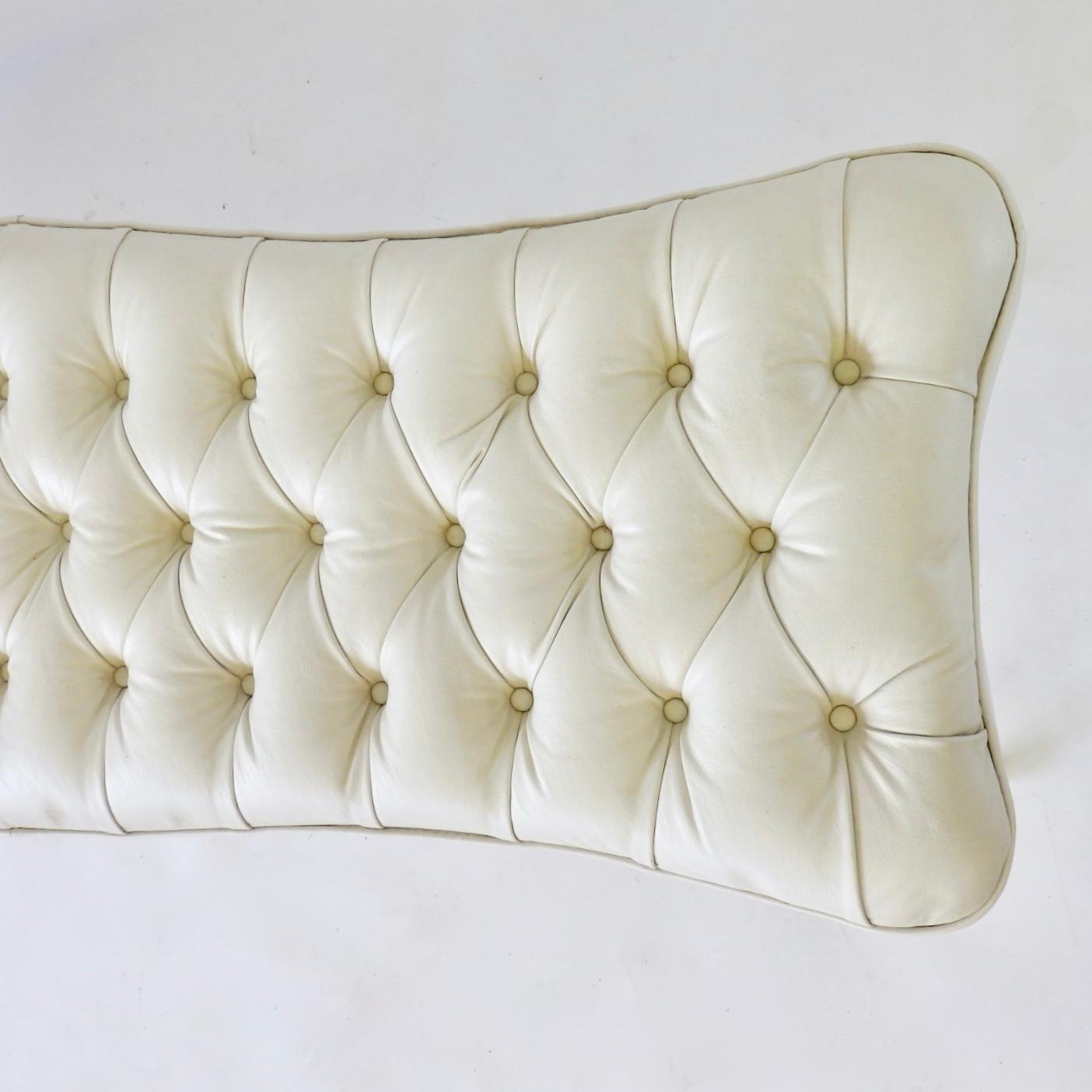 White Button Tufted Hollywood Regency Bench 1