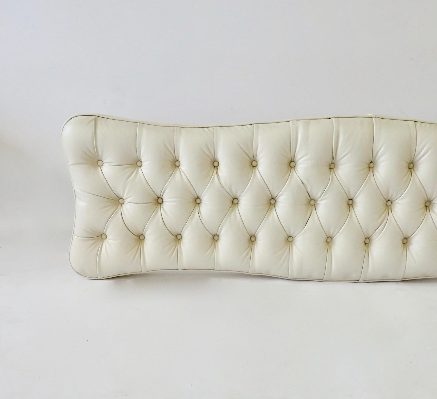 White Button Tufted Hollywood Regency Bench 2
