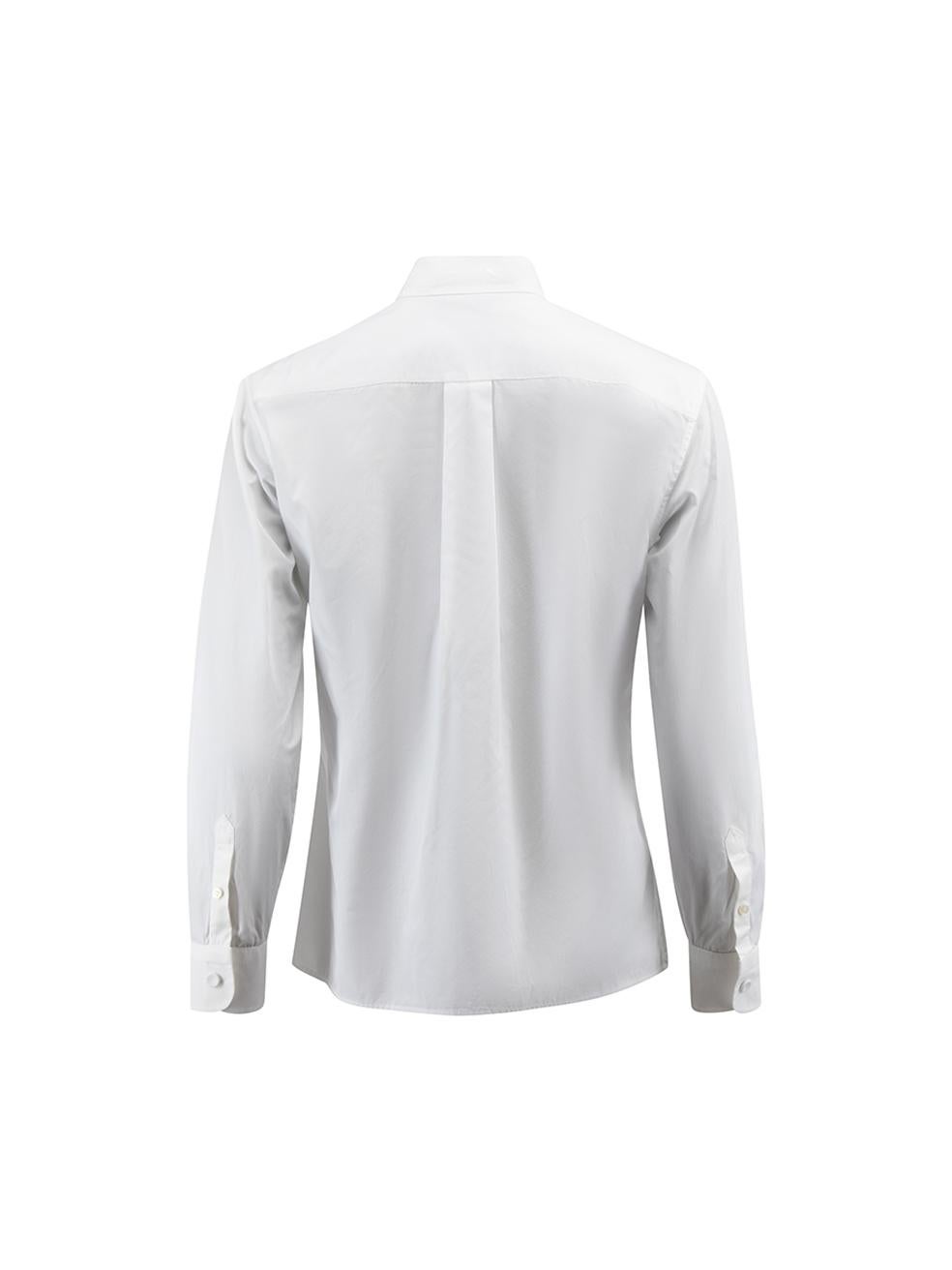 Hermès White Buttoned Mock Neck Collared Shirt Size M In New Condition In London, GB