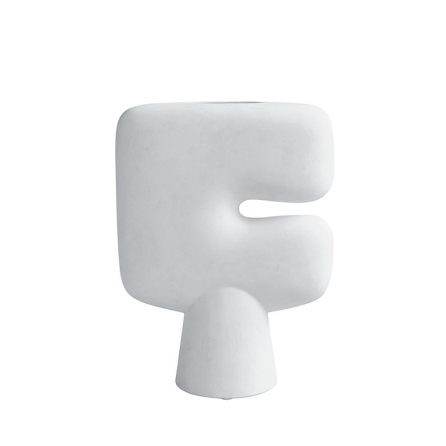 Contemporary Danish C shape design vase.
White color matte glaze.
Tubular shaped base.
Available in smaller size (S6189).